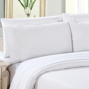 Bamboo Bed Sheet Set White Color Size King 2 Free Pillowcase